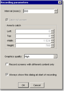 AtPresent Recorder Pro recording parameters dialog